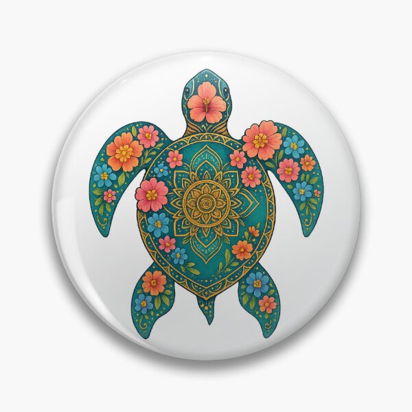 Item preview, A vibrant and colorful boho floral illustration of a sea turtle.  designed and sold by DavidMay.