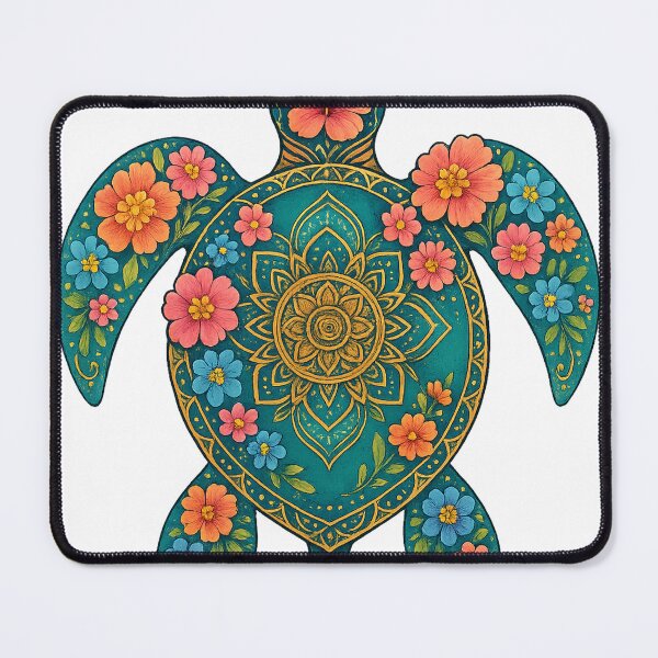 Item preview, A vibrant and colorful boho floral illustration of a sea turtle. designed and sold by DavidMay.