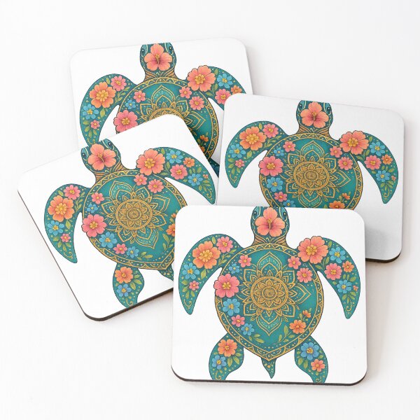 Item preview, A vibrant and colorful boho floral illustration of a sea turtle.  designed and sold by DavidMay.
