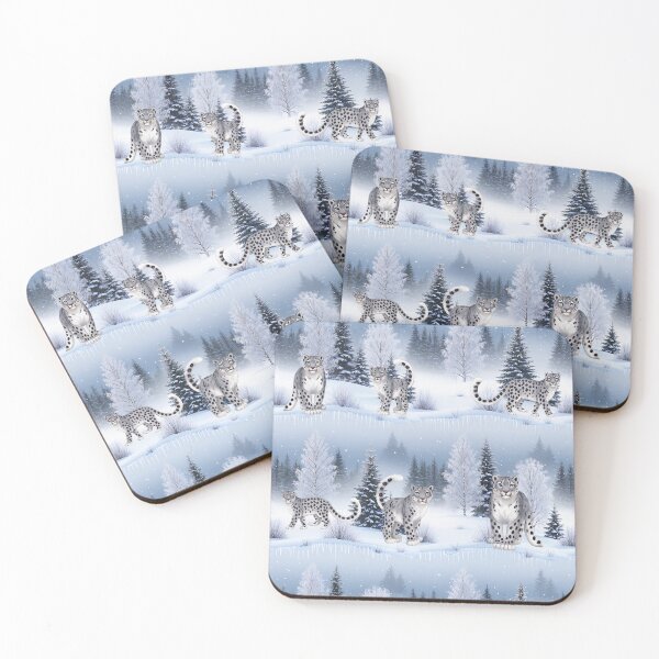 Item preview, Majestic Snow Leopard Winter Seamless Pattern Art  for Sticker, clothes & Home Decor designed and sold by TheGaliyaStudio.