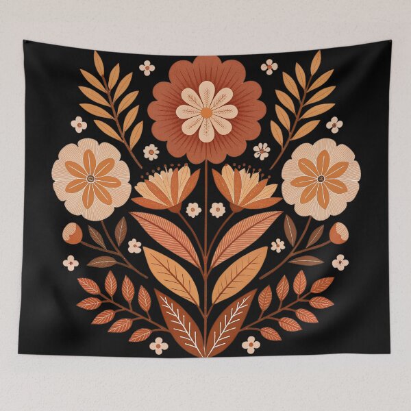 Item preview, Modern Otomi Floral Silhouette | Boho Mexican Folk Art designed and sold by VividOrganica.