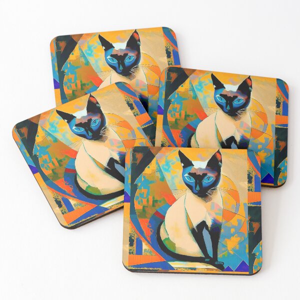 Item preview, Abstract Siamese Cat: Kandinsky-Inspired Geometric Oil Painting designed and sold by LanaGustavsson.