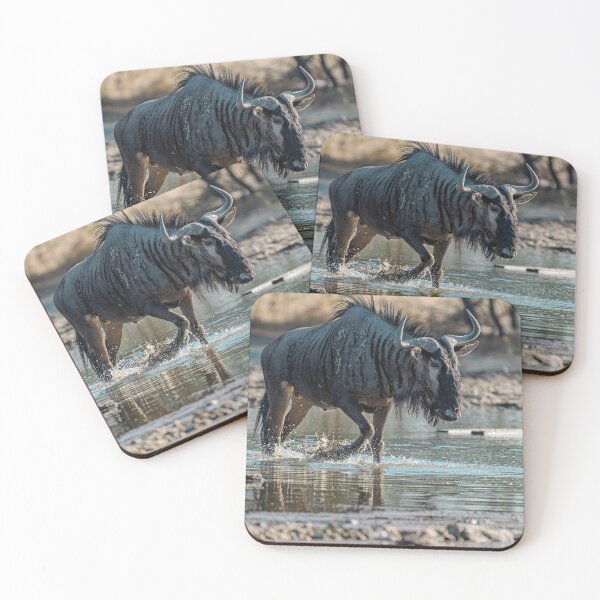 Item preview, Splash and Shadow — Blue Wildebeest at the Waterhole, Etosha, Namibia (2023) designed and sold by DavideAntoniani.