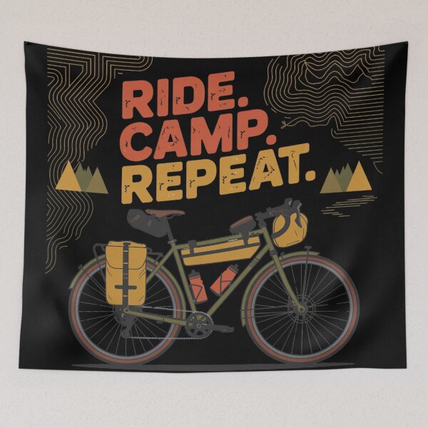 Item preview, Bike Packing Ride Camp Repeat Vintage Adventure T-Shirt designed and sold by CrunchyGoats.