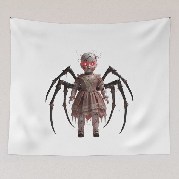 Item preview, Scary Doll – Creepy Spider Doll with Glowing Eyes Horror Design designed and sold by AbderraimArt.