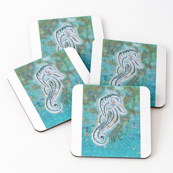 Item preview, Beach Life Seahorse: Abstract oceanlife pastel watercolour Art Print designed and sold by Art-by-Nade.