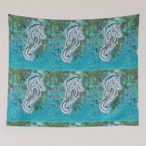 Item preview, Beach Life Seahorse: Abstract oceanlife pastel watercolour Art Print designed and sold by Art-by-Nade.
