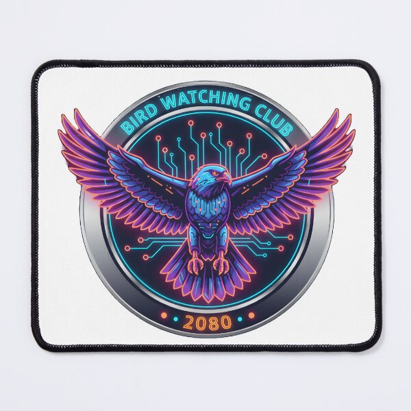 Item preview, Cyberpunk Neon Hawk – Bird Watching Club 2080 Vector Badge designed and sold by NatureNookTees.