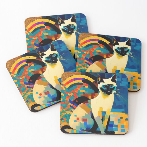 Item preview, Abstract Siamese Cat: Kandinsky-Inspired Geometric Oil Painting designed and sold by LanaGustavsson.