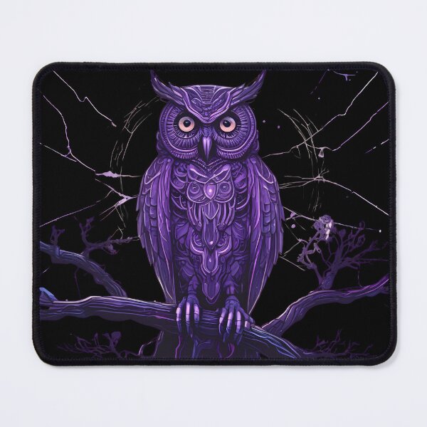 Item preview, Neon Tech Owl – Steampunk Cyber Owl on Circuit Branch Under Starry Night designed and sold by NatureNookTees.