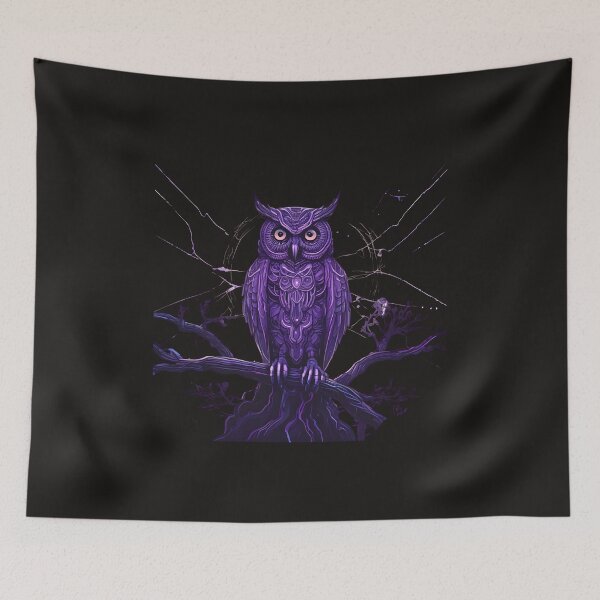 Item preview, Neon Tech Owl – Steampunk Cyber Owl on Circuit Branch Under Starry Night designed and sold by NatureNookTees.