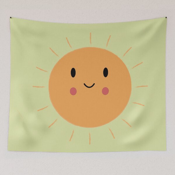 Item preview, Cute Round Sun with Smiling Rays on Light Green Background designed and sold by ruchikadesigns.