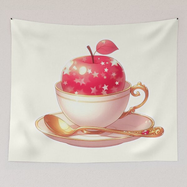 Item preview, Golden Tea Time with Apple – Soft Anime-Inspired Illustration designed and sold by Sugar Wisdom .