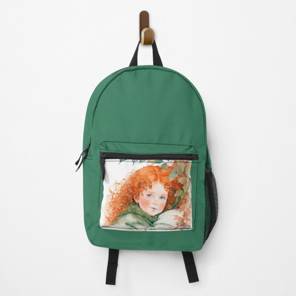 Item preview, Autumn Charm: Red-Haired Girl in Fur Collar Coat - Whimsical Watercolor Portrait designed and sold by LanaGustavsson.