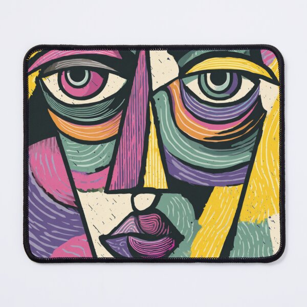 Item preview, Colorful Cubist Abstract Face Portrait designed and sold by weirdfishes123.