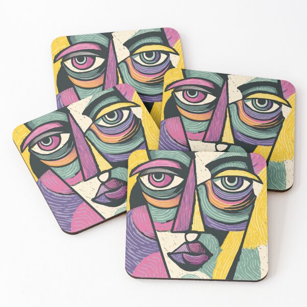 Item preview, Colorful Cubist Abstract Face Portrait designed and sold by weirdfishes123.