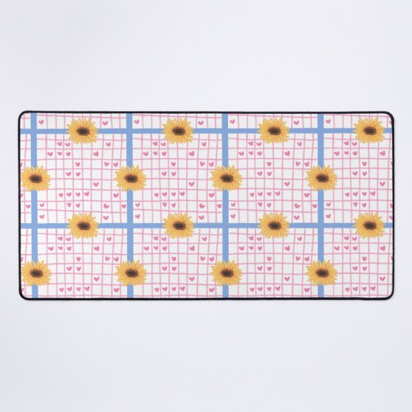 Item preview, Cute Sunflower Pattern with Pink Heart Grid designed and sold by thanratdesign.