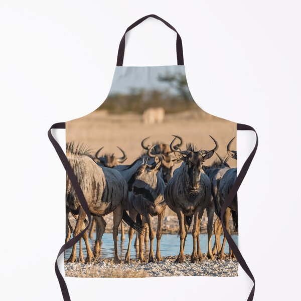 Item preview, Waterhole Front Line — Blue Wildebeest Lineup at Sunset, Etosha, Namibia (2023) designed and sold by DavideAntoniani.