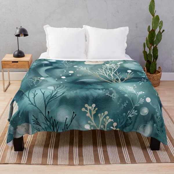 Item preview, Mystical Underwater Botanical Pattern – Oceanic Coral & Seaweed Art in Teal Blue Aesthetic designed and sold by SaadArtCo.