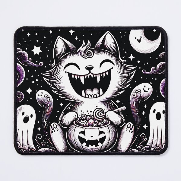 Item preview, Happy Vampire Cat  And Ghosts In A Night Sky Background designed and sold by HappyHavenStu.