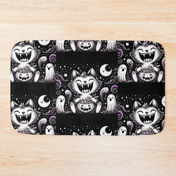 Item preview, Happy Vampire Cat  And Ghosts In A Night Sky Background designed and sold by HappyHavenStu.