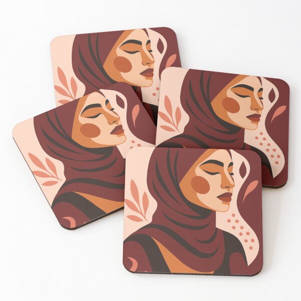Item preview, Fe Carmesí – Mujer abstracta con hiyab designed and sold by YumiStories Shop.