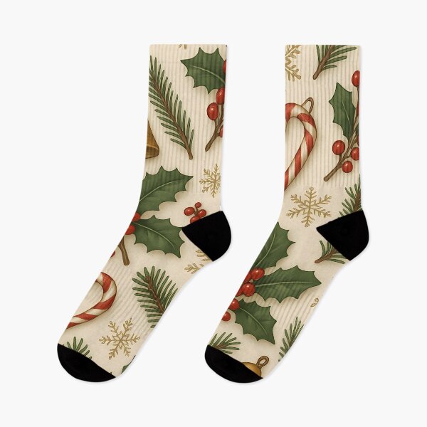 Item preview, Elegant Christmas Pattern – Seamless Holiday Design with Snowflakes, Holly & Golden Bells Festive Red Green White Repeat designed and sold by Buzzink.
