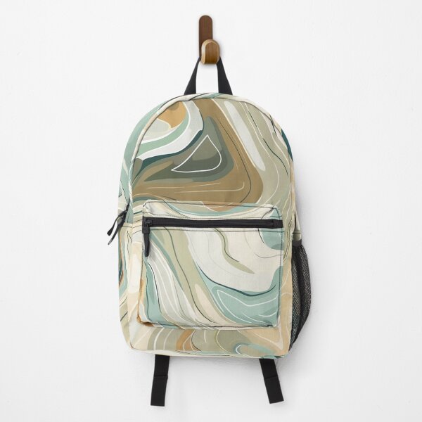 Item preview, Boho Coastal Abstract Art – Beige and Teal Marble Swirl Design  designed and sold by SaadArtCo.