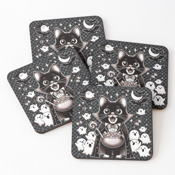 Item preview, Vampurr - Ghosts Want Halloween Treats In Gray Checkered Background designed and sold by HappyHavenStu.