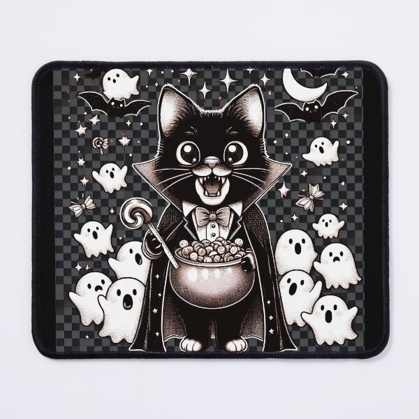 Item preview, Vampurr - Ghosts Want Halloween Treats In Gray Checkered Background designed and sold by HappyHavenStu.