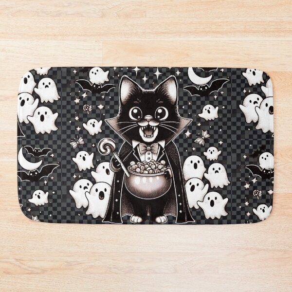 Item preview, Vampurr - Ghosts Want Halloween Treats In Gray Checkered Background designed and sold by HappyHavenStu.