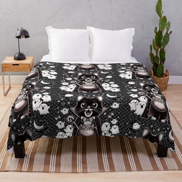 Item preview, Vampurr - Ghosts Want Halloween Treats In Gray Checkered Background designed and sold by HappyHavenStu.