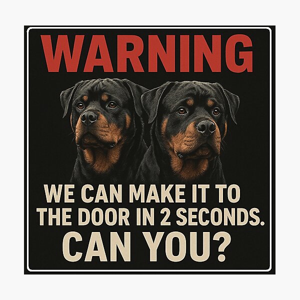 Aperçu de l'œuvre Rottweilers – On peut arriver à la porte en 2 secondes. Et vous ? créée et vendue par 123ks.