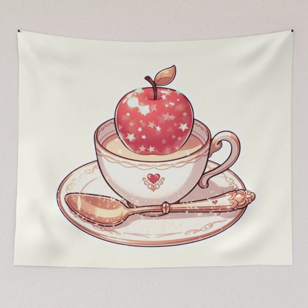 Item preview, Golden Tea Time with Apple – Soft Anime-Inspired Illustration designed and sold by Sugar Wisdom .