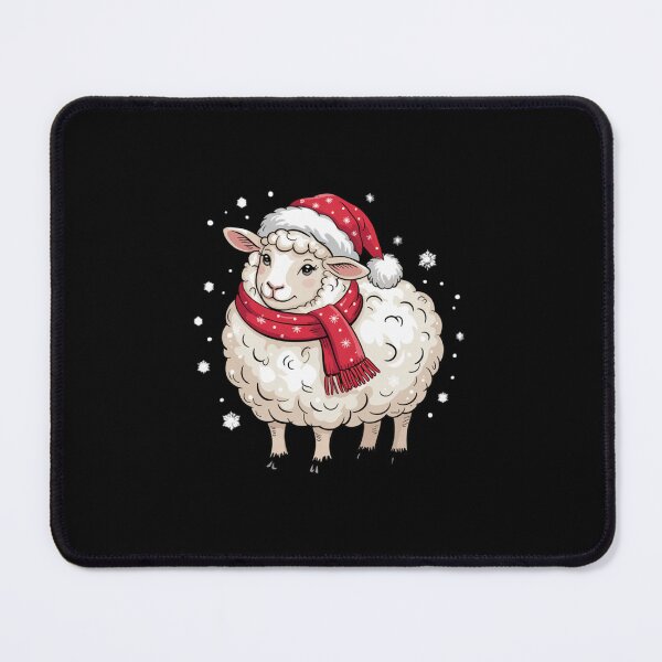 Item preview, Christmas Sheep with Red Scarf and Santa Claus Hat designed and sold by SOUFIANE1991.