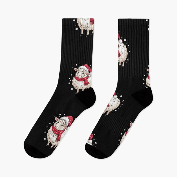 Item preview, Christmas Sheep with Red Scarf and Santa Claus Hat designed and sold by SOUFIANE1991.