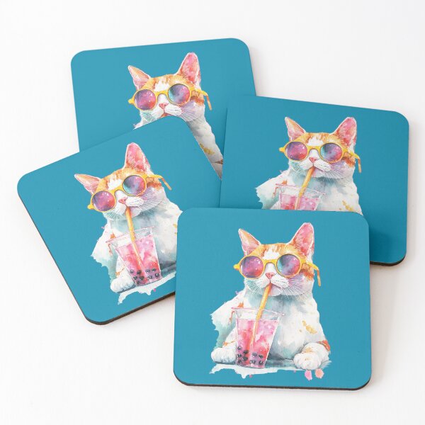 Item preview, Boba Cat – Watercolor cat with bubble tea designed and sold by Meiersbeste.