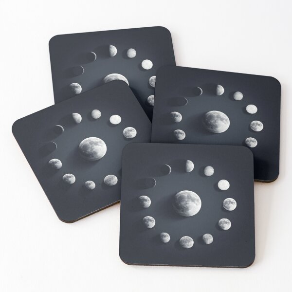 Item preview, Minimalist Lunar Phases Cycle Diagram - Black & White Scientific Moon Art designed and sold by casualnature.