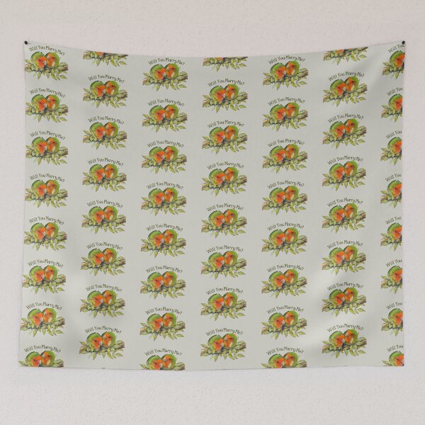 Item preview, Will You Marry Me, Lovebirds on Leafy Branch, Illustration designed and sold by JoyfulWhimsy.
