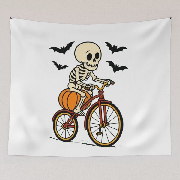 Item preview, Spooky Skeleton on Bike – Halloween Ride designed and sold by MeowLoka ⭐⭐⭐⭐.