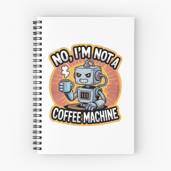 Item preview, Grumpy Robot – Not a Coffee Machine Cartoon Sticker designed and sold by Imaginarium of Chaos falcon88 .