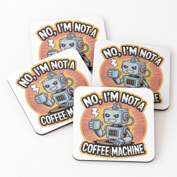 Item preview, Grumpy Robot – Not a Coffee Machine Cartoon Sticker designed and sold by Imaginarium of Chaos falcon88 .