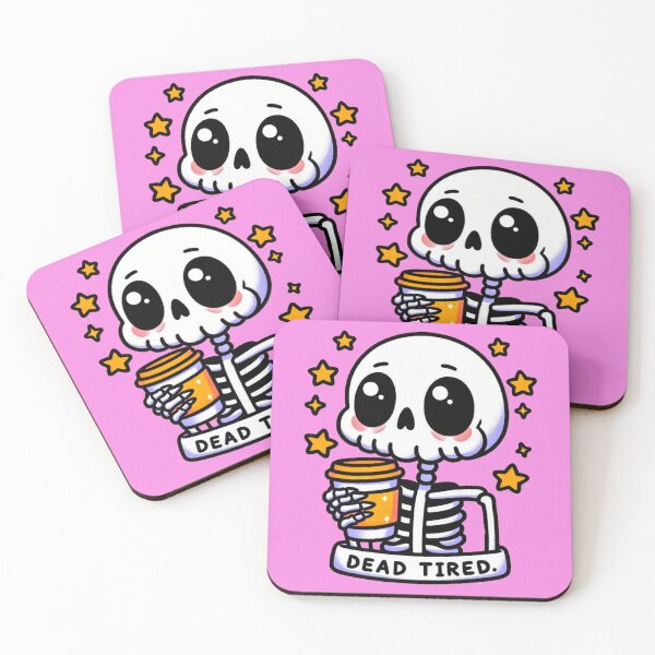 Item preview, Dead Tired – Cute Kawaii Skeleton Coffee Lover Design designed and sold by Dopamine Glitch.