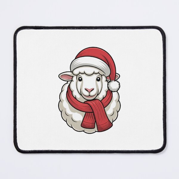 Item preview, Christmas Sheep with Red Scarf and Santa Claus Hat designed and sold by SOUFIANE1991.