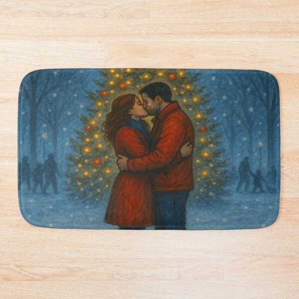 Item preview, New Year’s Kiss – Romantic Christmas Tree Winter Illustration by GGSTCraft designed and sold by ggstcraft.