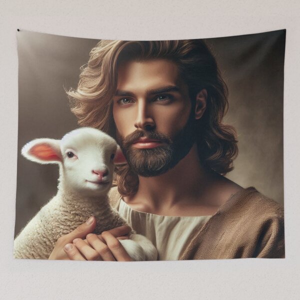 Item preview, Jesus holding a lamb designed and sold by JesusClub.