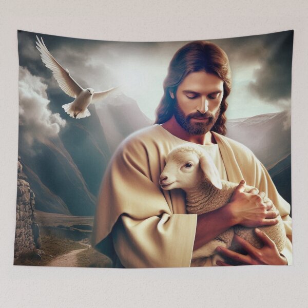 Item preview, Jesus protecting his lamb designed and sold by JesusClub.