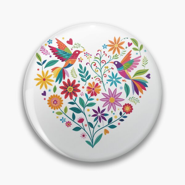 Item preview, Otomi Heart Folk Art – Colorful Mexican Embroidery Design designed and sold by VividOrganica.