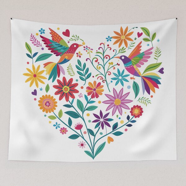 Item preview, Otomi Heart Folk Art – Colorful Mexican Embroidery Design designed and sold by VividOrganica.
