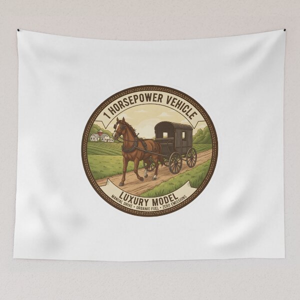 Item preview, 1 Horsepower Vehicle - Luxury Model - Funny Amish Horse & Buggy designed and sold by RedDelaney.